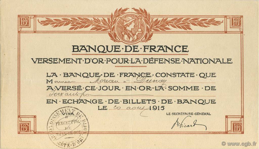 60 Francs FRANCE regionalismo e varie  1915  SPL