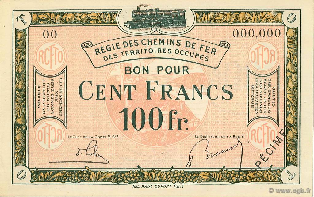 100 Francs FRANCE regionalism and miscellaneous  1923 JP.135.10s UNC-