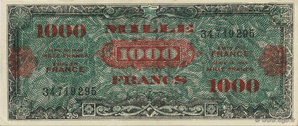 1000 Francs DRAPEAU FRANCIA  1944 VF.22.01 SC