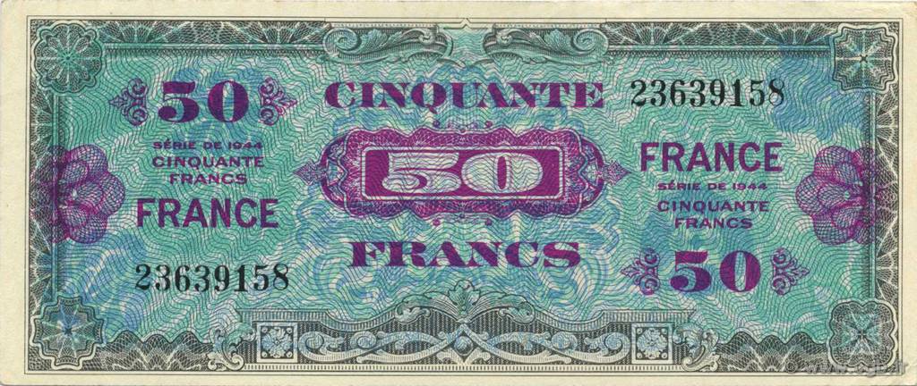 50 Francs FRANCE FRANCIA  1944 VF.24.01 SC+