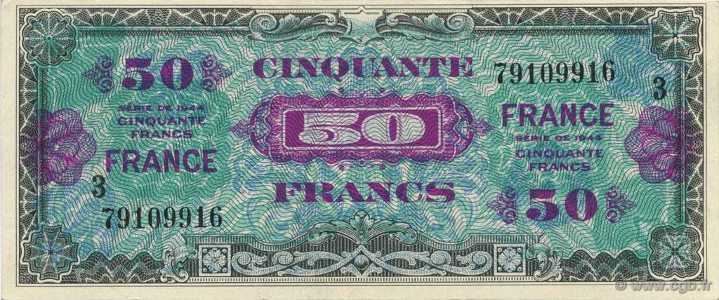 50 Francs FRANCE FRANKREICH  1944 VF.24.03 VZ
