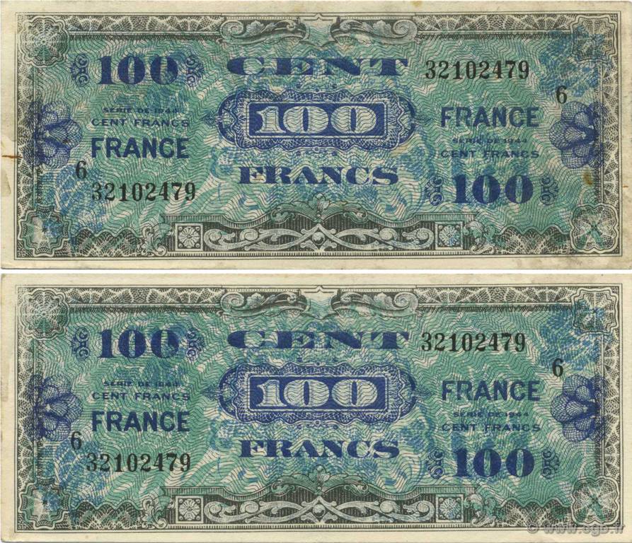 100 Francs FRANCE FRANCE  1945 VF.25.06 XF