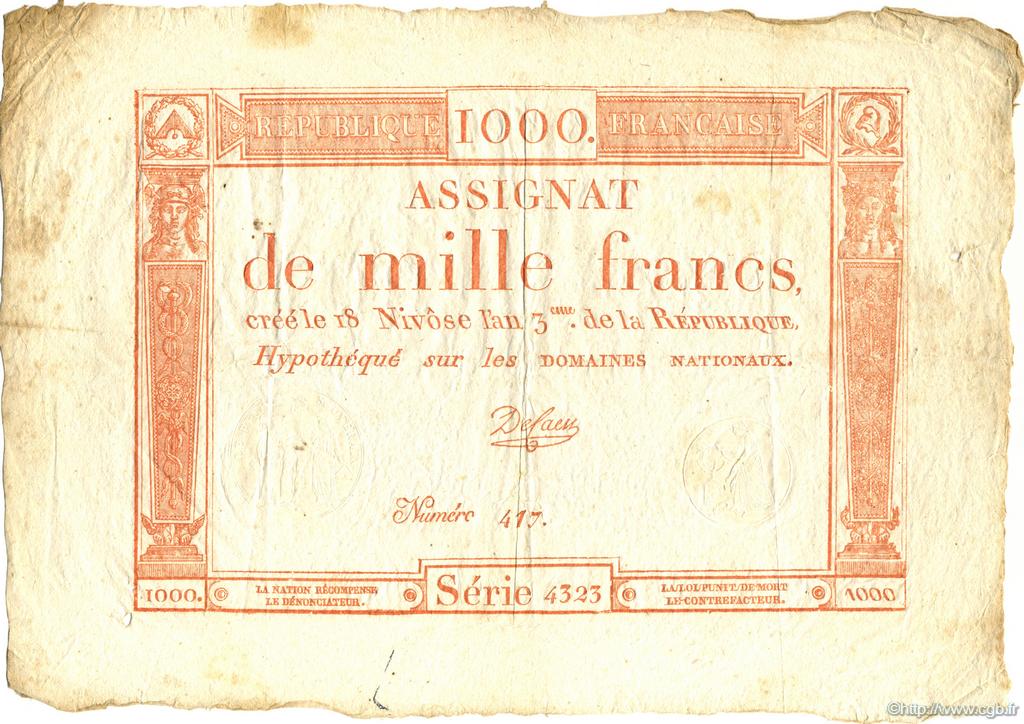 1000 Francs FRANCIA  1795 Laf.175 MBC