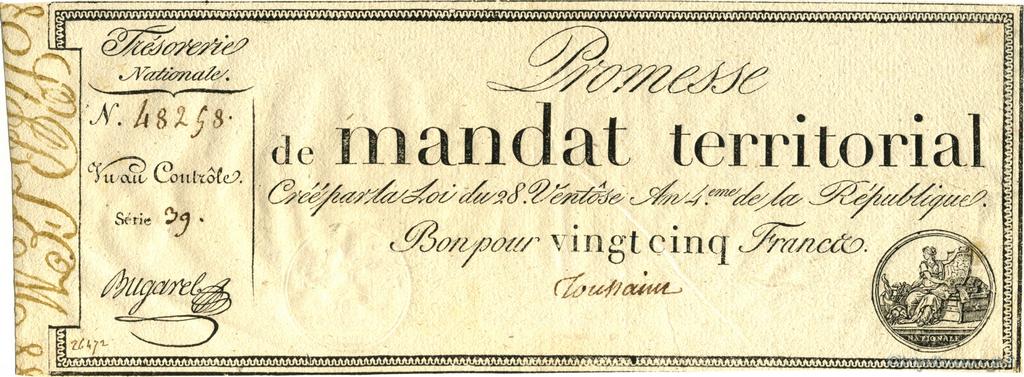 25 Francs avec Série FRANKREICH  1796 Laf.200 fST