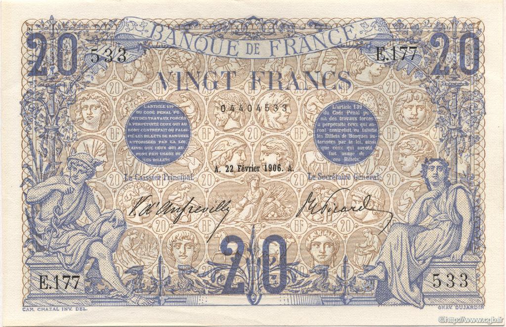 20 Francs BLEU FRANCE  1906 F.10.01 pr.NEUF