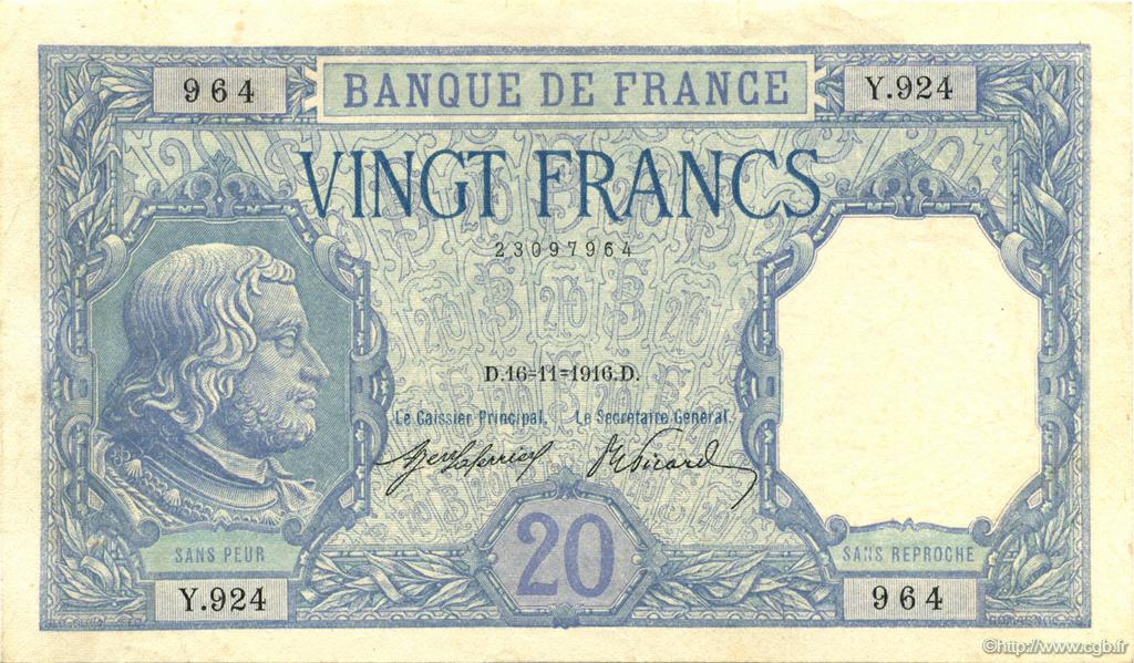 20 Francs BAYARD FRANCIA  1916 F.11.01 SC