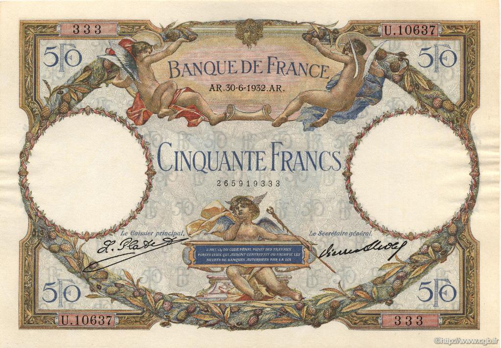 50 Francs LUC OLIVIER MERSON type modifié FRANKREICH  1932 F.16.03 fST