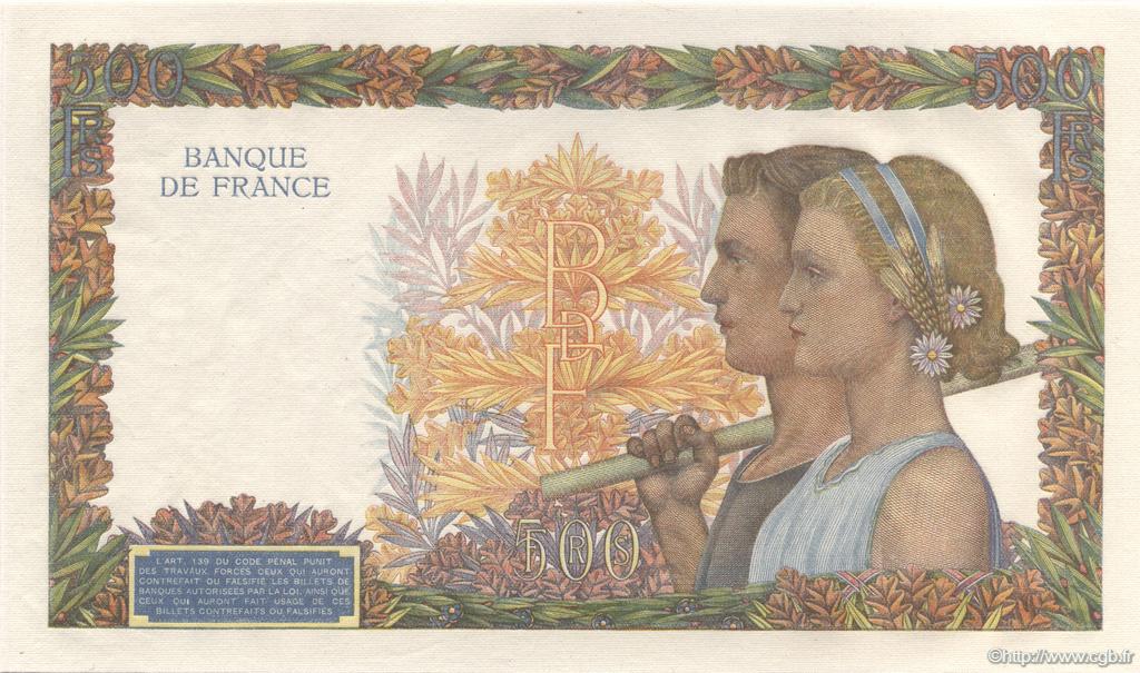 500 Francs LA PAIX FRANKREICH  1945 F.32.49 ST