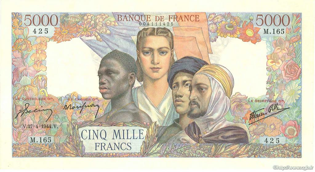 5000 Francs EMPIRE FRANCAIS FRANCIA  1944 F.47.07 EBC+