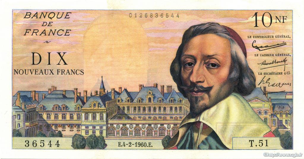10 Nouveaux Francs RICHELIEU FRANCE  1960 F.57.05 AU+