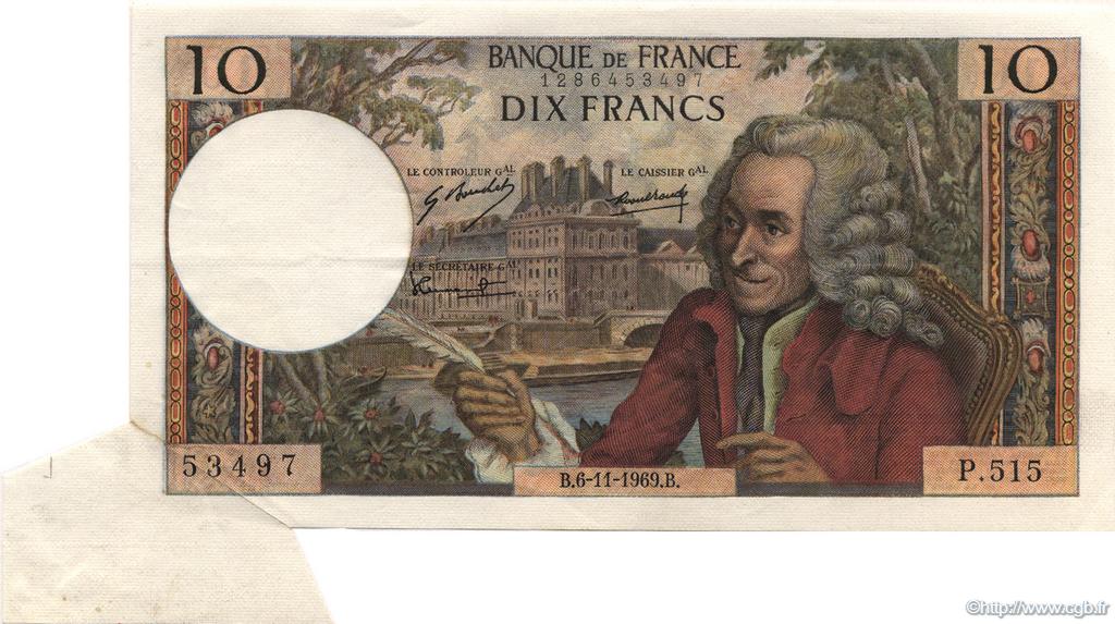 10 Francs VOLTAIRE FRANCIA  1969 F.62.40 EBC