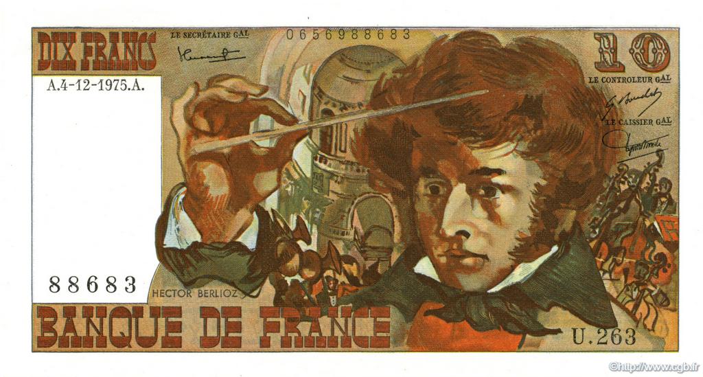 10 Francs BERLIOZ FRANCE  1975 F.63.15 UNC-