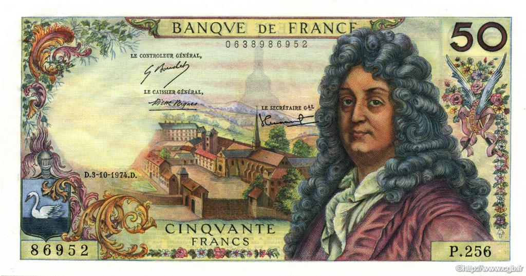50 Francs RACINE FRANCIA  1974 F.64.28 AU