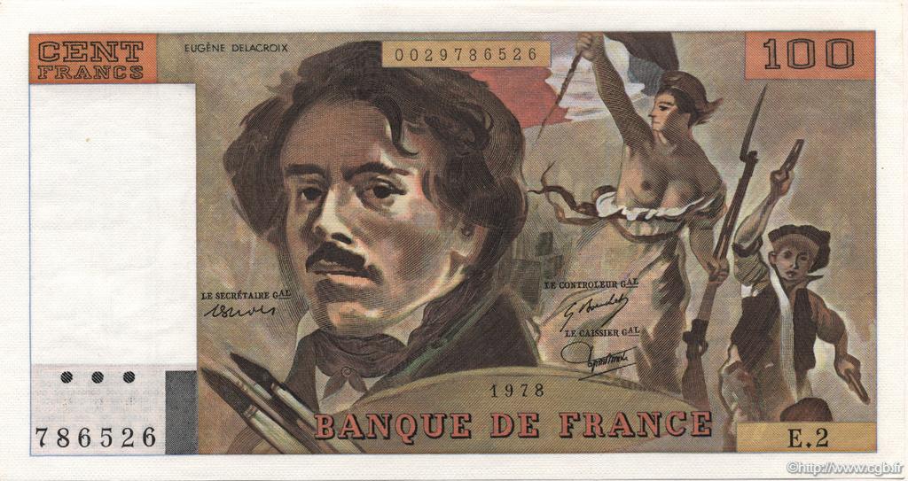 100 Francs DELACROIX FRANCIA  1978 F.68.02 SC+