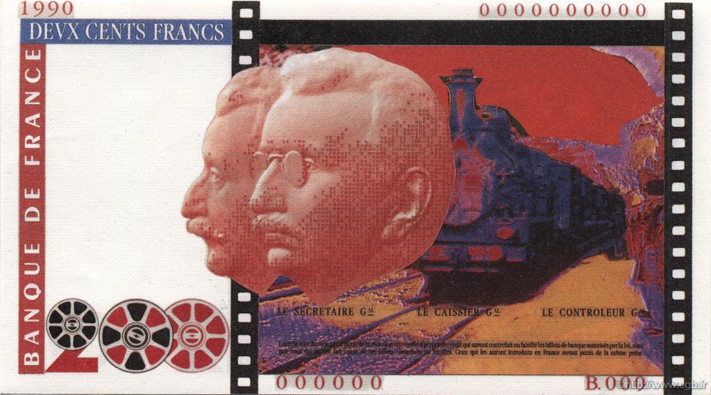 200 Francs FRÈRES LUMIÈRE Bezombes FRANCIA  1990 NE.1988.01a FDC