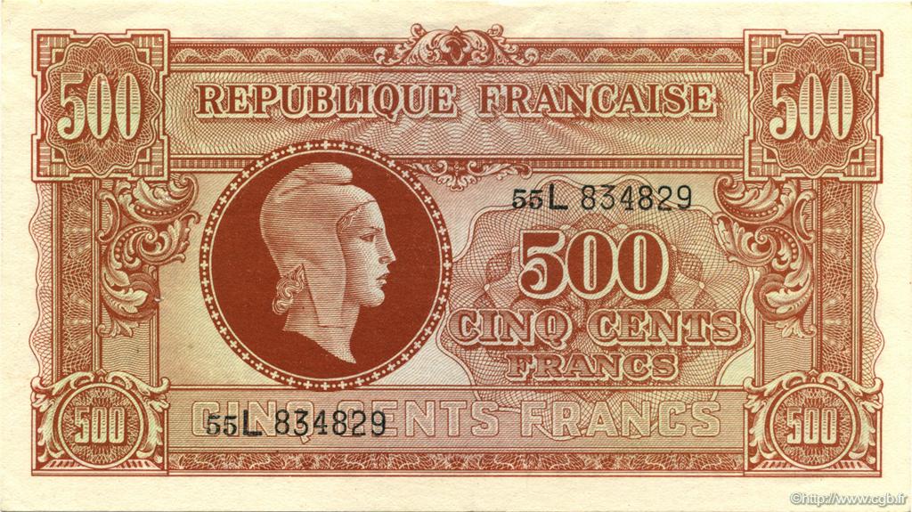 500 Francs Marianne FRANKREICH  1945 VF.11.01 VZ