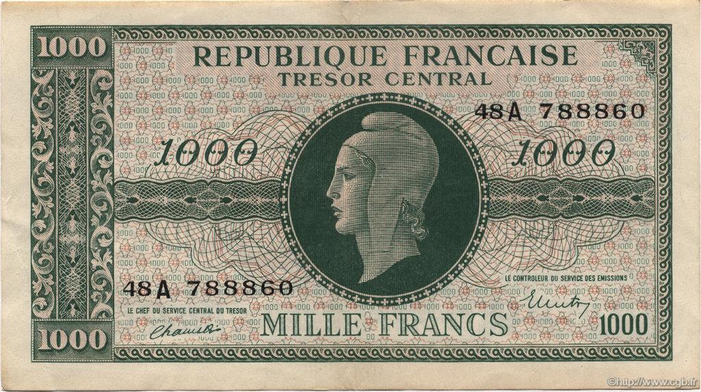 1000 Francs chiffres gras FRANCIA  1945 VF.12.01 EBC