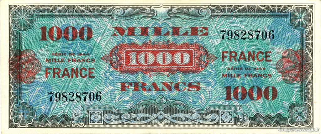 1000 Francs France FRANKREICH  1945 VF.27.01 VZ+