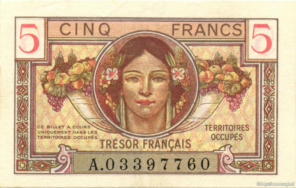 5 Francs Trésor Français FRANKREICH  1947 VF.29.01 VZ+