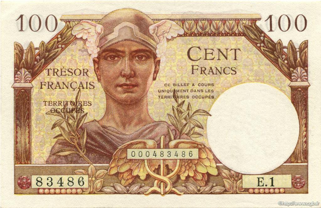 100 Francs Trésor Français FRANKREICH  1947 VF.32.01 fST