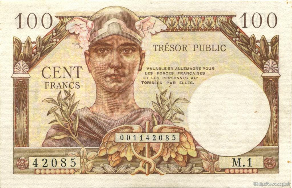 100 Francs Trésor Public FRANCE  1955 VF.34.01 XF