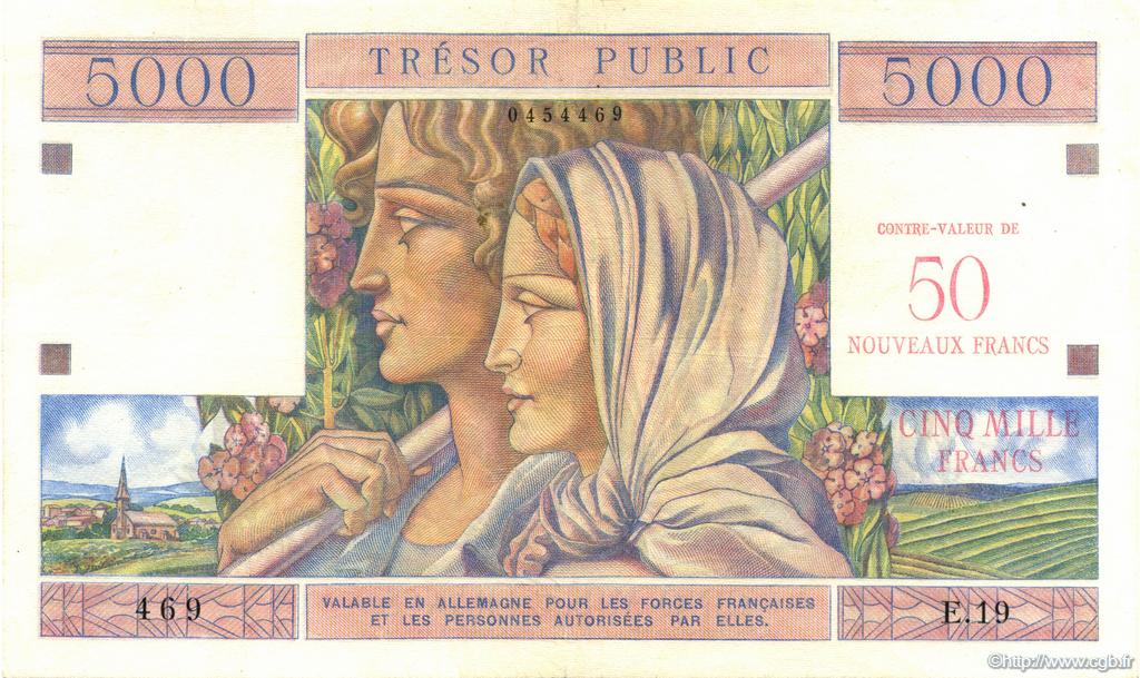 50 NF / 5000 Francs Trésor Public FRANCIA  1960 VF.39.01 MBC