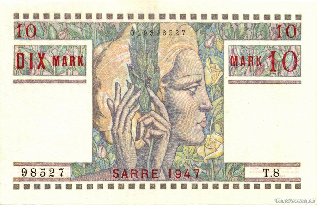 10 Mark SARRE FRANCE  1947 VF.47.01 AU+
