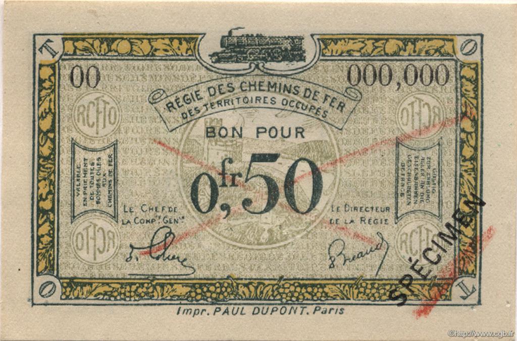50 Centimes Spécimen FRANCE Regionalismus und verschiedenen  1923 JP.135.04s fST