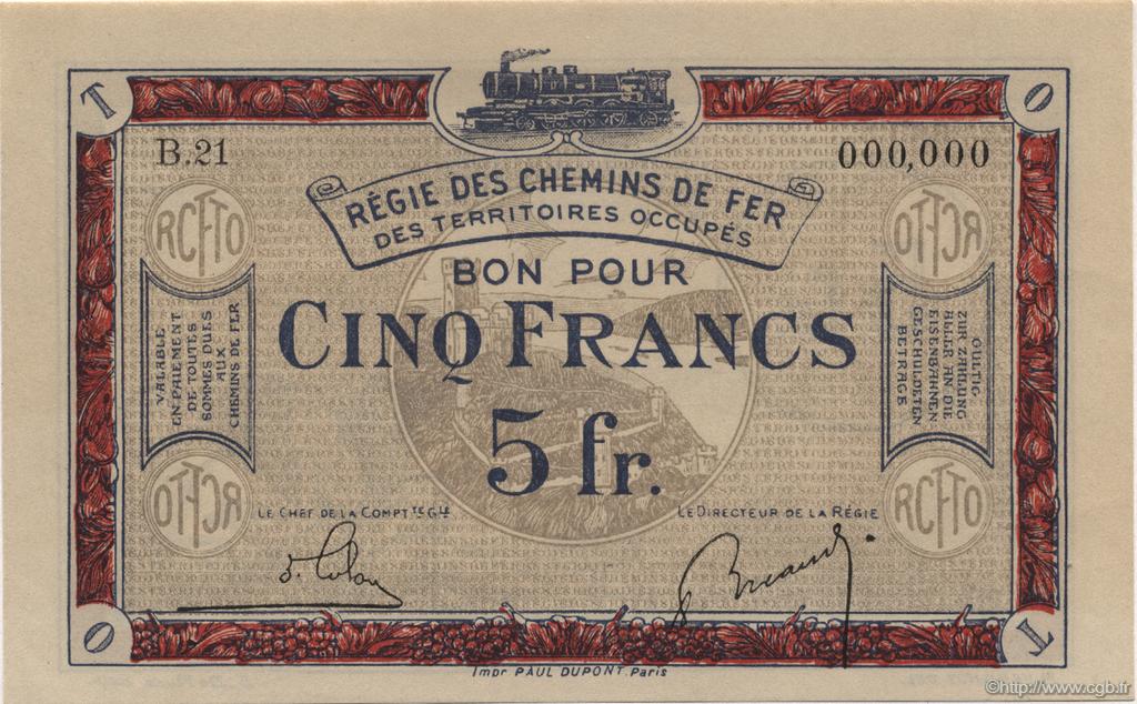 5 Francs Spécimen FRANCE regionalism and miscellaneous  1923 JP.135.06 UNC-