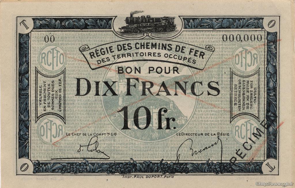 10 Francs Spécimen FRANCE Regionalismus und verschiedenen  1923 JP.135.07 fST