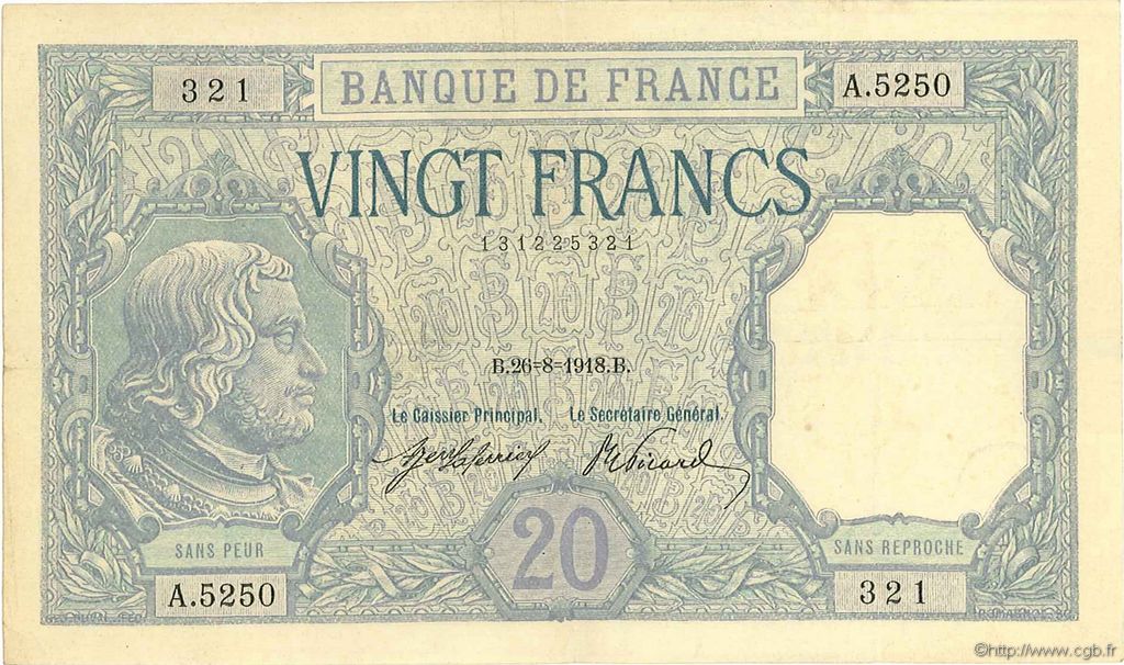 20 Francs BAYARD FRANCIA  1918 F.11.03 BB