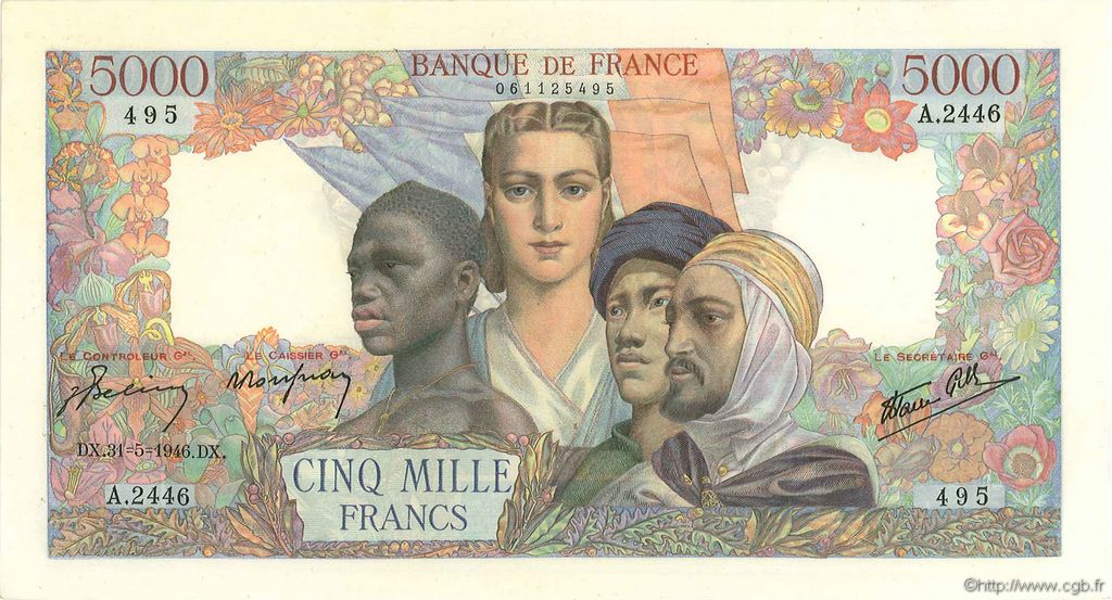 5000 Francs EMPIRE FRANÇAIS FRANCIA  1946 F.47.54 EBC+