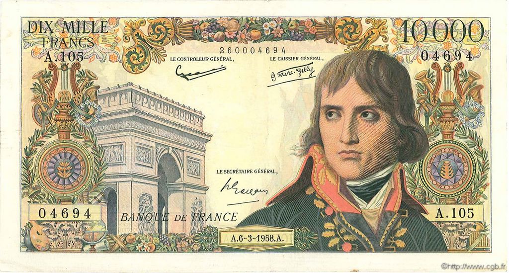 10000 Francs BONAPARTE FRANCIA  1958 F.51.11 BB