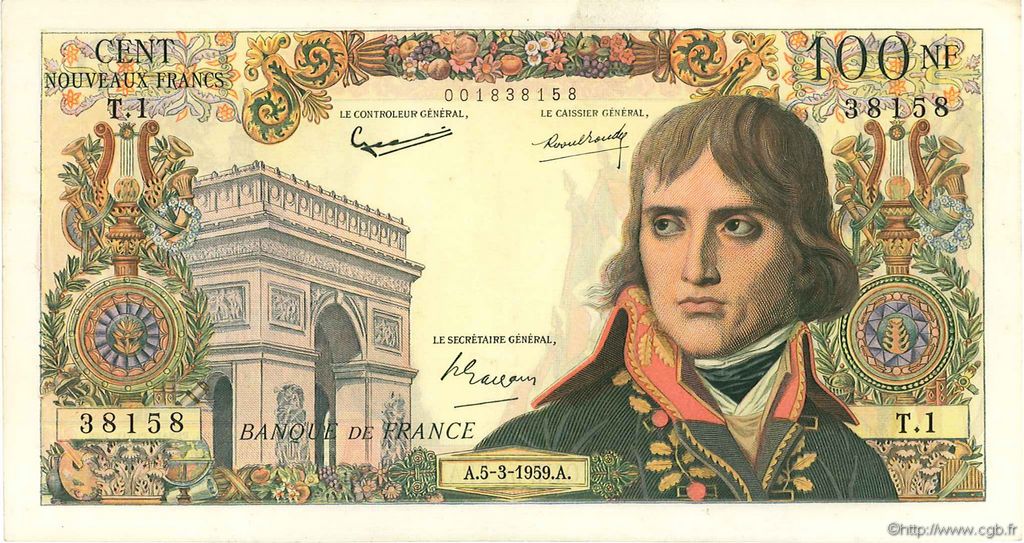 100 Nouveaux Francs BONAPARTE FRANCE  1959 F.59.01 VF-