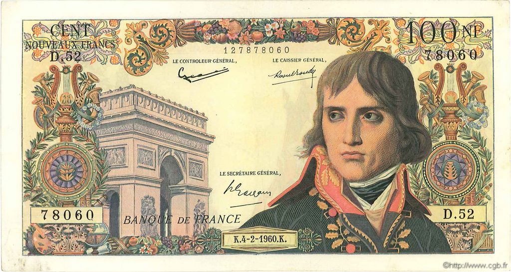 100 Nouveaux Francs BONAPARTE FRANCE  1960 F.59.05 VF