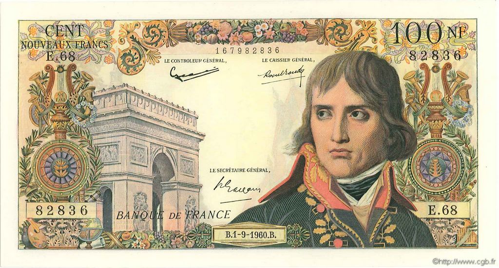 100 Nouveaux Francs BONAPARTE FRANCIA  1960 F.59.07 AU