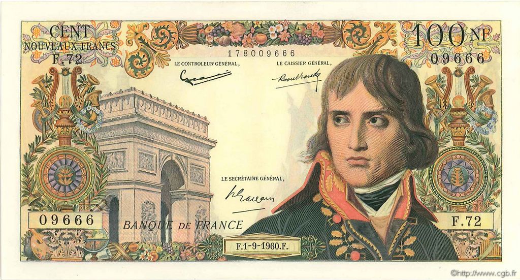 100 Nouveaux Francs BONAPARTE FRANCIA  1960 F.59.07 SPL