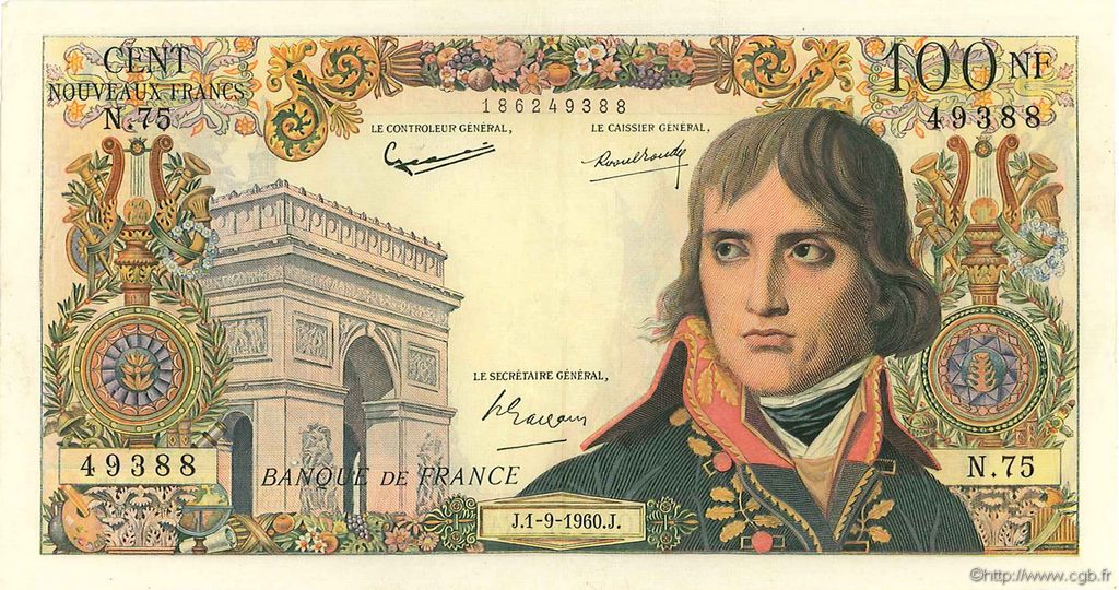 100 Nouveaux Francs BONAPARTE FRANCIA  1960 F.59.07 BB