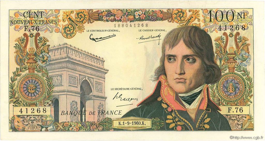 100 Nouveaux Francs BONAPARTE FRANCIA  1960 F.59.07 q.SPL