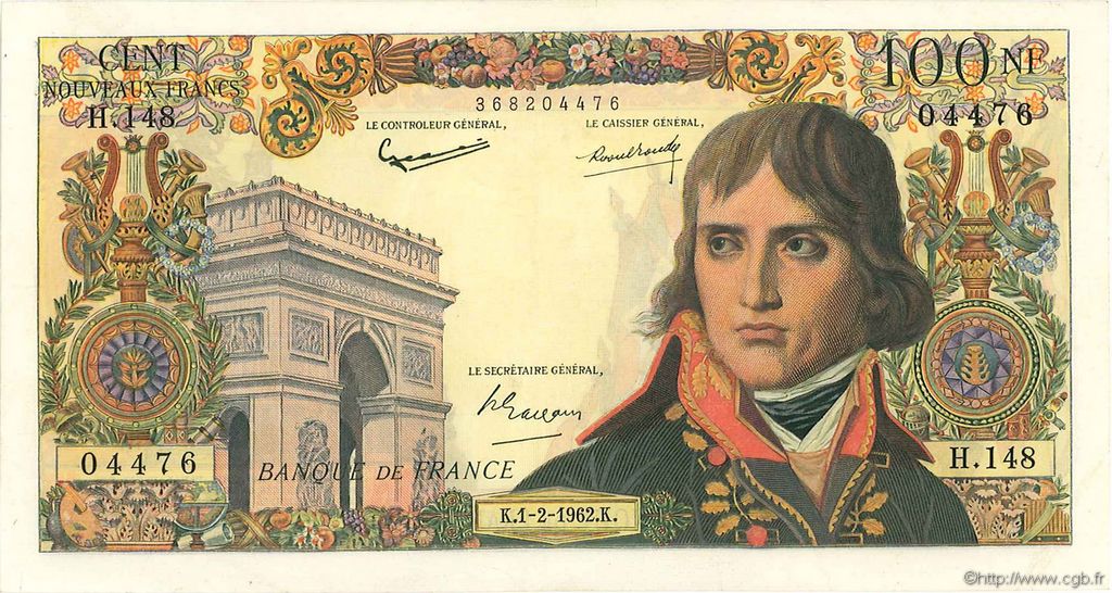 100 Nouveaux Francs BONAPARTE FRANCIA  1962 F.59.13 BB