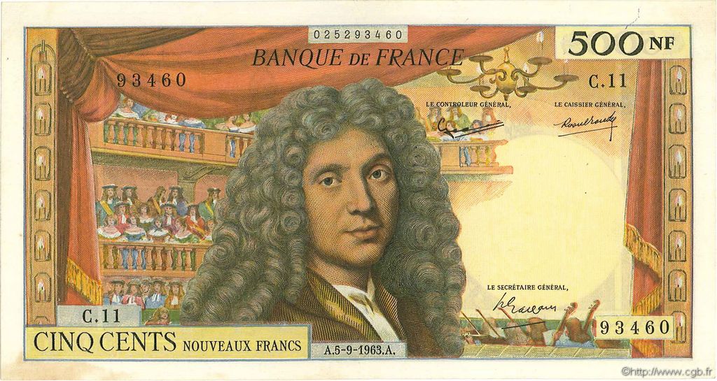 500 Nouveaux Francs MOLIÈRE FRANKREICH  1963 F.60.05 VZ