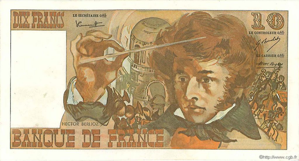 10 Francs BERLIOZ FRANCE  1972 F.63.00 VF+