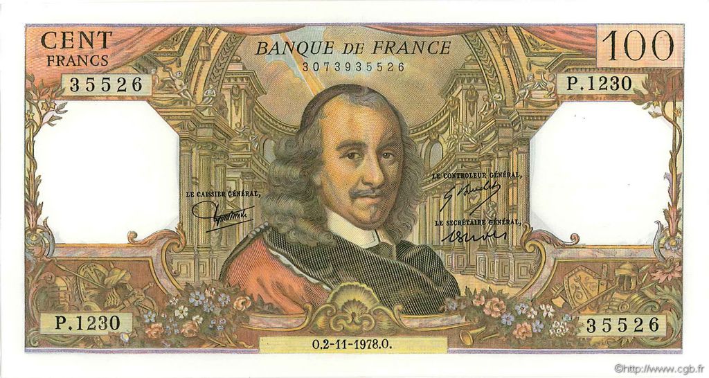 100 Francs CORNEILLE FRANCE  1978 F.65.64 AU
