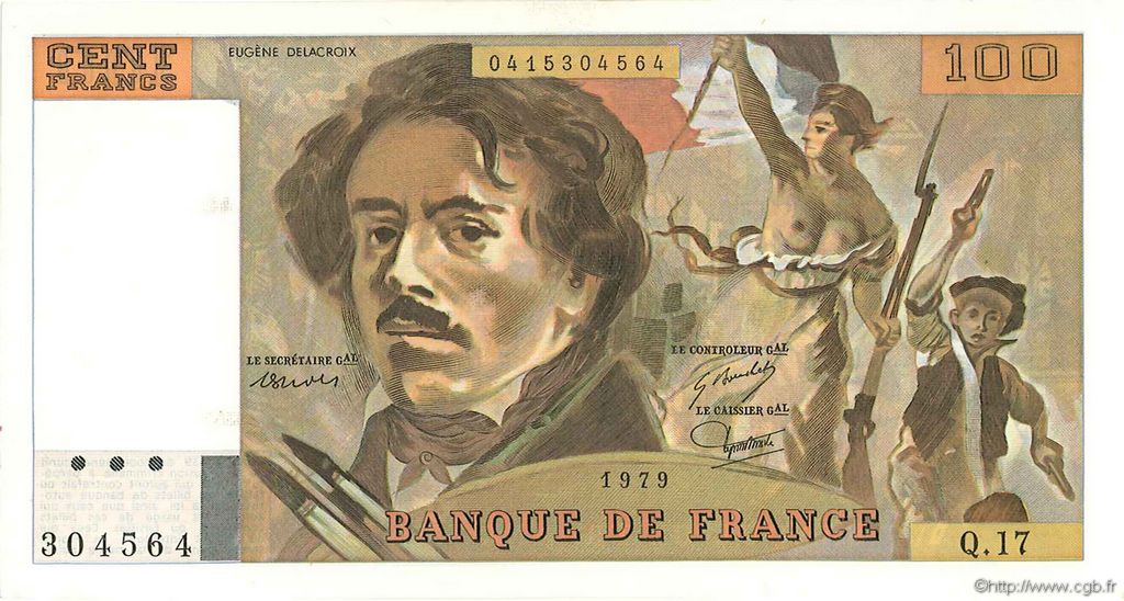 100 Francs DELACROIX modifié FRANCIA  1979 F.69.02c SC
