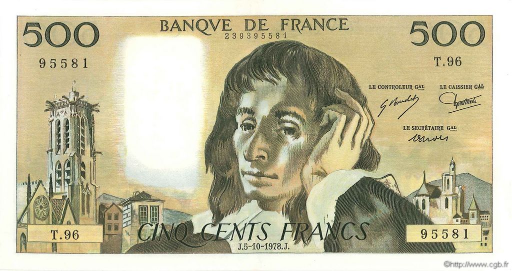 500 Francs PASCAL FRANCIA  1978 F.71.18 SC