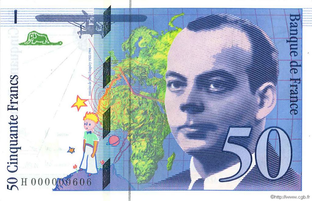 50 Francs SAINT-EXUPÉRY FRANKREICH  1992 F.72.01aH ST