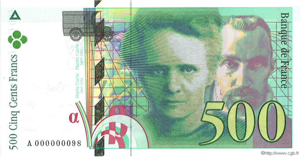 500 Francs PIERRE ET MARIE CURIE FRANKREICH  1994 F.76.01A ST