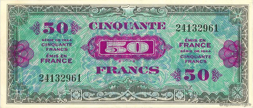 50 Francs Drapeau FRANCIA  1944 VF.19.01 q.AU
