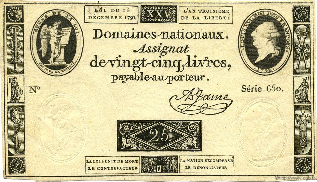 25 Livres FRANCE  1792 Muz.02 VF+