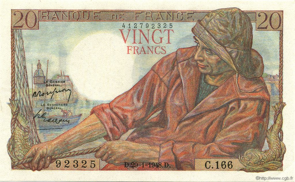20 Francs PÊCHEUR FRANCE  1948 F.13.12 AU